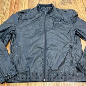 RARE Affliction Black Premium Skeleton Rib Cage Moto Jacket Men’s XL Wool Blend